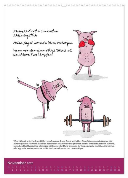 Produktbild: Schweinekalender - Alles was du &uuml;ber Schweine wissen wolltest! (hochwertiger Premium Wandkalender 2026 DIN A2 hoch), Kunstdruck in Hochglanz