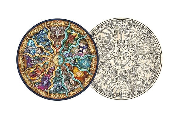 Produktbild: Artefakt Holzpuzzle 2 in 1 Zodiak, 161 Teile, in magnetischer Klappschachtel