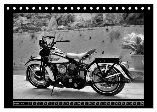 Produktbild: Harley Davidson WLA 750 in Schwarzweiss (Tischkalender 2026 DIN A5 quer), CALVENDO Monatskalender