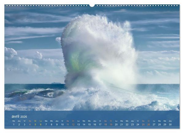Produktbild: Temp&ecirc;tes c&ocirc;ti&egrave;res - La puissance brute des vagues (Calendrier mural 2026 DIN A2 vertical), CALVENDO calendrier mensuel