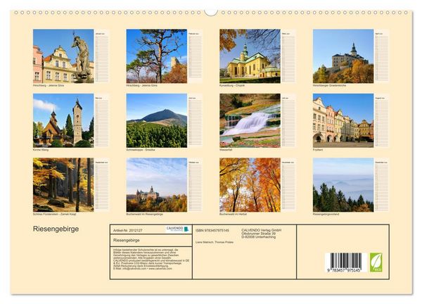 Produktbild: Riesengebirge (hochwertiger Premium Wandkalender 2026 DIN A2 quer), Kunstdruck in Hochglanz