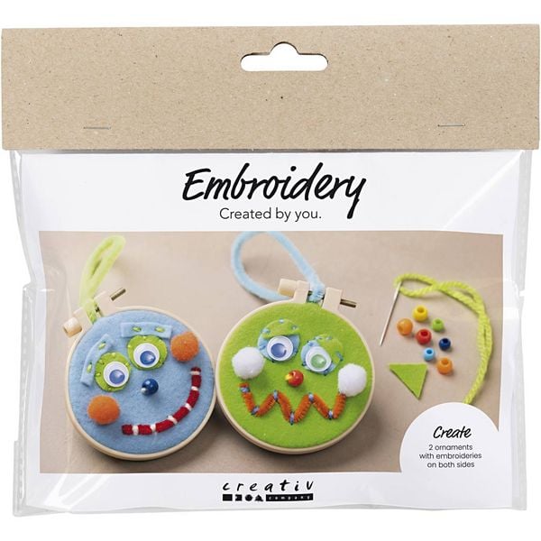 Produktbild: Creativ Company Mini Kreativ Set Sticken, Gesichter, Blau, Gr&uuml;n