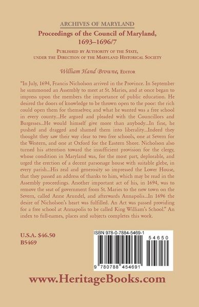 Produktbild: Proceedings of the Council of Maryland, 1693-1696/7