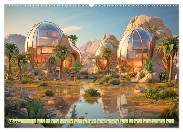 Produktbild: Futuristische moderne Behausungen (Wandkalender 2026 DIN A2 quer), CALVENDO Monatskalender