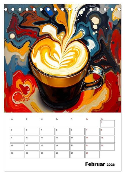 Produktbild: Kaffee trifft Kunst - Aromatische Pinselstriche (Tischkalender 2026 DIN A5 hoch), CALVENDO Monatskalender