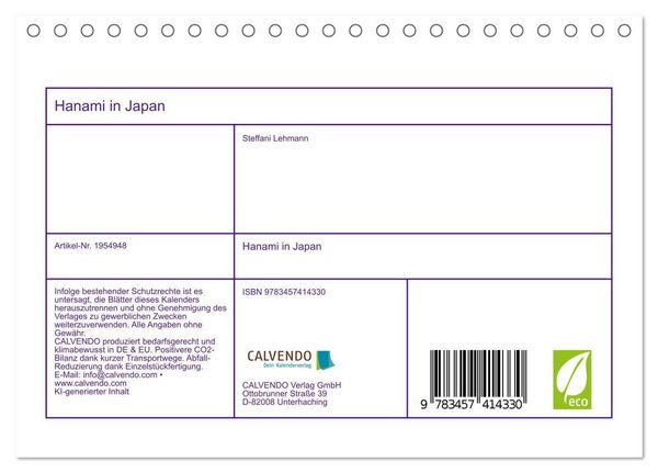 Produktbild: Hanami in Japan (Tischkalender 2026 DIN A5 quer), CALVENDO Monatskalender