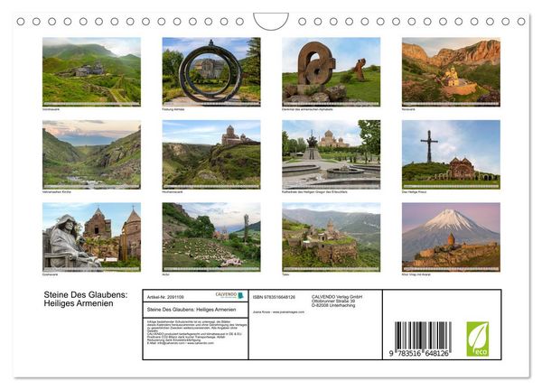 Produktbild: Steine Des Glaubens: Heiliges Armenien (Wandkalender 2026 DIN A4 quer), CALVENDO Monatskalender