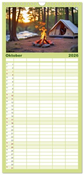 Produktbild: Familienplaner 2026 - Camping-Life und Abenteuer mit 5 Spalten (Wandkalender, 21 x 45 cm) CALVENDO