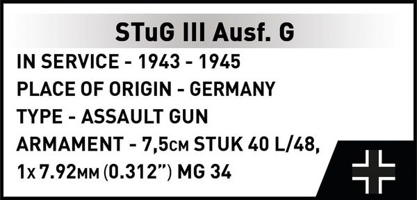 Produktbild: COBI Historical Collection 2676 - STUG III Ausf G, WWII, Bausatz 1:28, 955+1 Klemmbausteine