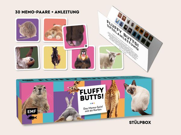 Produktbild: Memo-Spiel: Fluffy Butts &ndash; Finde den passenden Po zum Kopf!