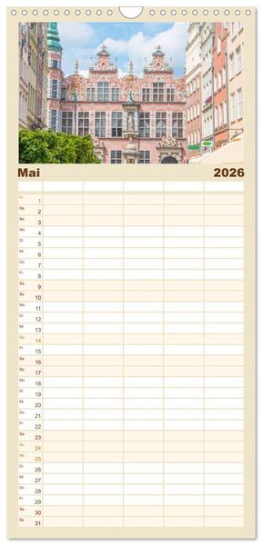 Produktbild: Familienplaner 2026 - Danzig - Polnische Hansestadt mit 5 Spalten (Wandkalender, 21 x 45 cm) CALVENDO