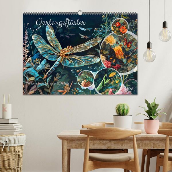 Produktbild: Gartengefl&uuml;ster - Tierische Besucher in der Bl&uuml;tenf&uuml;lle (Wandkalender 2026 DIN A2 quer), CALVENDO Monatskalender