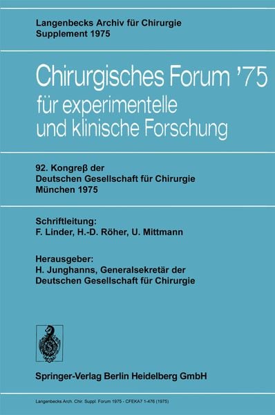 Produktbild: 92. Kongre&szlig; der Deutschen Gesellschaft f&uuml;r Chirurgie, M&uuml;nchen, 7.&ndash;10. Mai 1975
