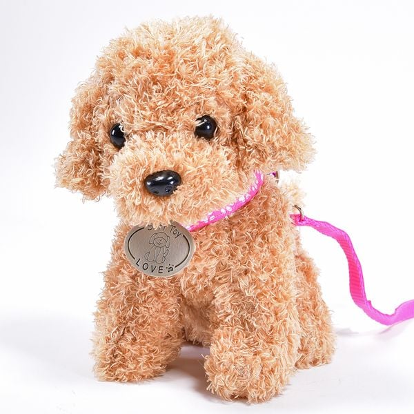 Plüschhund Pudel beige Ari mit Leine