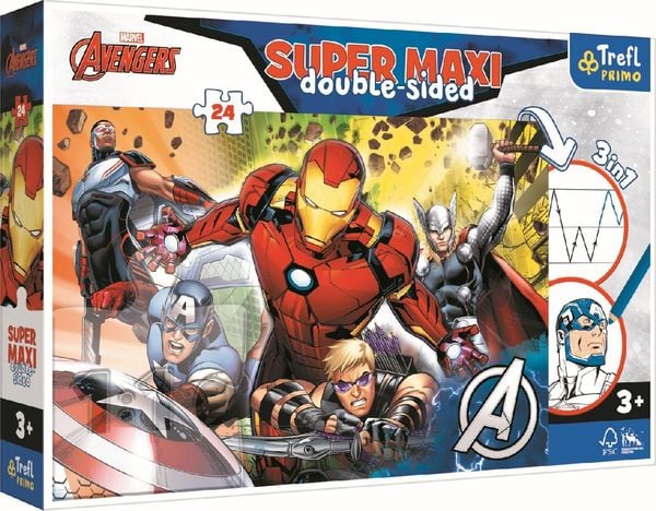 Primo Super Maxi Puzzle 24 Teile und Malvorlage Marvel The Avengers