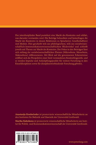 Produktbild: Die Macht des Kontextes: Sprache(n) und Kommunikation