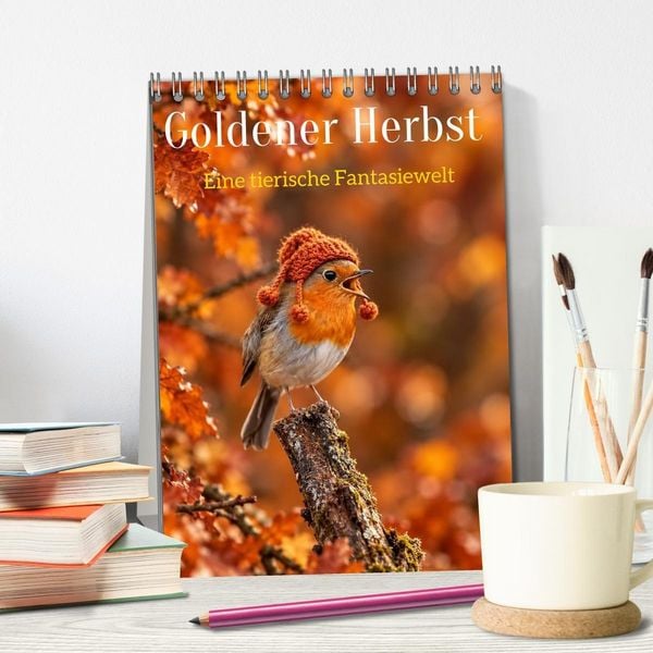 Produktbild: Goldener Herbst Eine tierische Fantasiewelt (Tischkalender 2027 DIN A5 hoch), CALVENDO Monatskalender