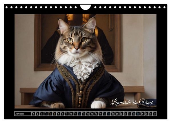 Produktbild: Katzen der Ber&uuml;hmtheiten - Ein Jahr voller ikonischer Schnurrhaare (Wandkalender 2026 DIN A4 quer), CALVENDO Monatskalender