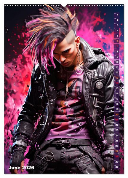 Produktbild: CYBERPUNK Cool guys (High Quality Premium Wall Calendar 2026 DIN A2 portrait),CALVENDO 12 Month Wall Calendar