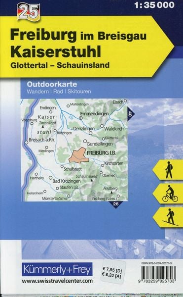 Produktbild: Freiburg im Breisgau Kaiserstuhl Glottertal, Schauinsland, Nr. 25 Outdoorkarte Deutschland 1:35 000