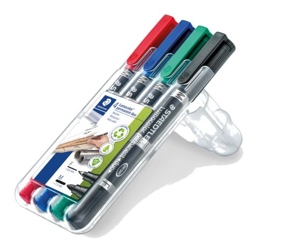 Produktbild: STAEDTLER Zweispitz-Marker Lumocolor 348 permanent, Rundspitze, 4er Set