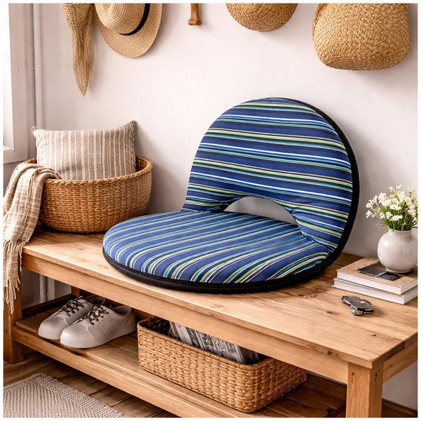 Produktbild: HTI-Living Bodensessel Rund Gestreift Blau Gr&uuml;n Verstellbar Indoor Outdoor bis 150 kg