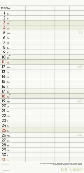 Produktbild: Superplaner L 2026 5 Spalten - Familien-Timer 22x45 cm - Offset-Papier - mit Ferienterminen - Wand-Planer - Familienkalender - Alpha Edition