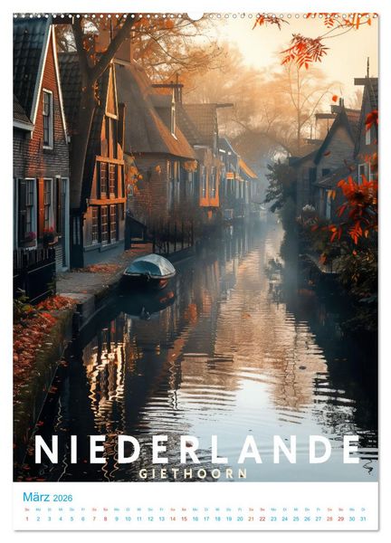 Produktbild: Niederlande - Old School Poster Style (hochwertiger Premium Wandkalender 2026 DIN A2 hoch), Kunstdruck in Hochglanz