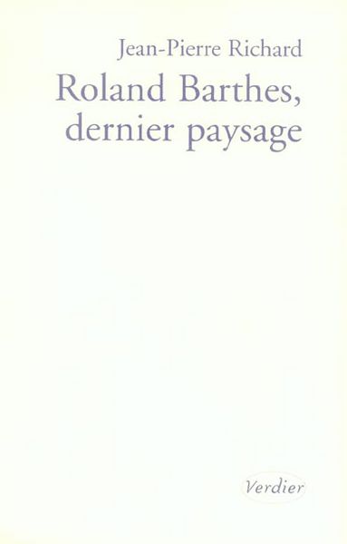 Produktbild: Roland Barthes, dernier paysage