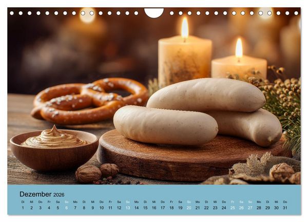 Produktbild: Bayrische Wei&szlig;wurst - Traditioneller K&uuml;chenkalender f&uuml;r Genie&szlig;er (Wandkalender 2026 DIN A4 quer), CALVENDO Monatskalender