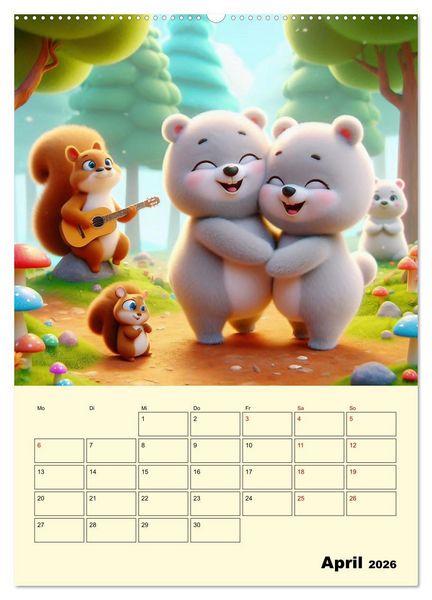 Produktbild: Waldtiere machen Musik (hochwertiger Premium Wandkalender 2026 DIN A2 hoch), Kunstdruck in Hochglanz