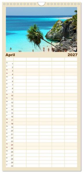 Produktbild: Familienplaner 2027 - Die sch&ouml;nsten Str&auml;nde Karibik mit 5 Spalten (Wandkalender, 21 x 45 cm) CALVENDO