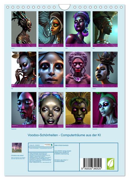 Produktbild: Voodoo-Sch&ouml;nheiten - Computertr&auml;ume aus der KI (Wandkalender 2026 DIN A4 hoch), CALVENDO Monatskalender