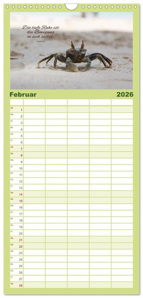 Produktbild: Familienplaner 2026 - Ruhe und Gelassenheit 2026 mit 5 Spalten (Wandkalender, 21 x 45 cm) CALVENDO