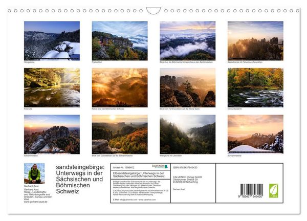 Produktbild: Elbsandsteingebirge: Unterwegs in der S&auml;chsischen und B&ouml;hmischen Schweiz (Wandkalender 2026 DIN A3 quer), CALVENDO Monatskalender