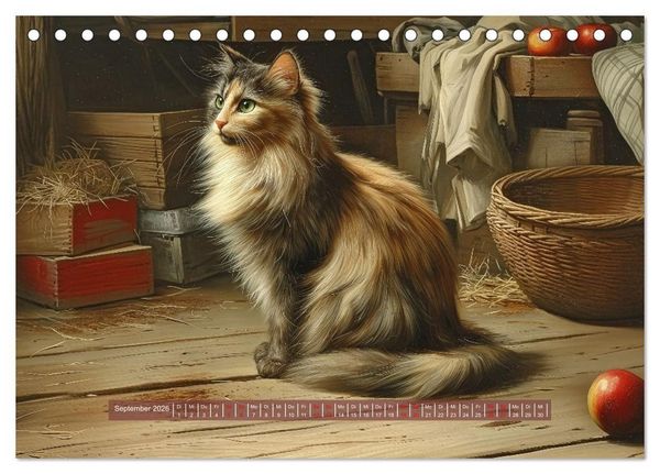 Produktbild: Nostalgische Samtpfoten (Tischkalender 2026 DIN A5 quer), CALVENDO Monatskalender