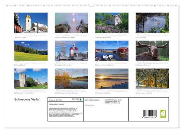Produktbild: Schwedens Vielfalt (hochwertiger Premium Wandkalender 2026 DIN A2 quer), Kunstdruck in Hochglanz