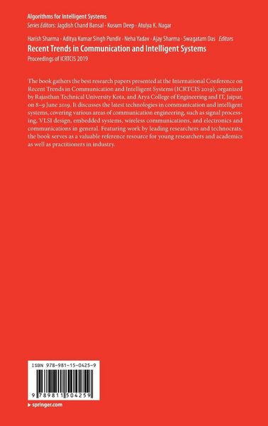 Produktbild: Recent Trends in Communication and Intelligent Systems