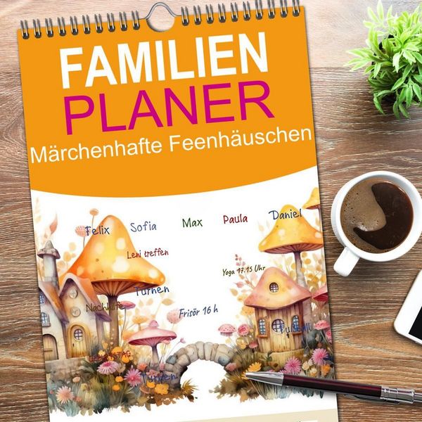 Produktbild: Familienplaner 2026 - M&auml;rchenhafte Feenh&auml;uschen mit 5 Spalten (Wandkalender, 21 x 45 cm) CALVENDO