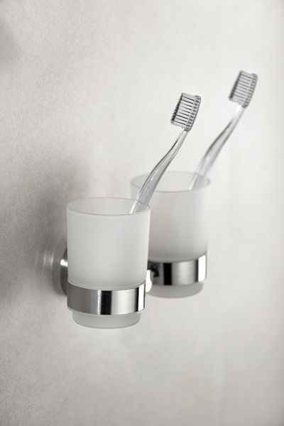 Produktbild: Zahnputzbecherhalter Duo Mod. Bosio Edelstahl gl&auml;nzend, rostfrei