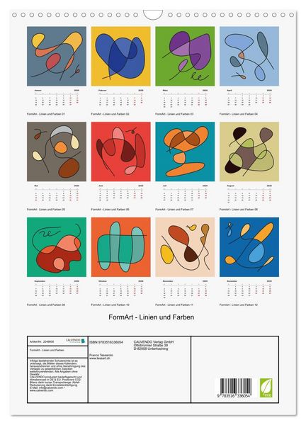 Produktbild: FormArt - Linien und Farben (Wandkalender 2026 DIN A3 hoch), CALVENDO Monatskalender