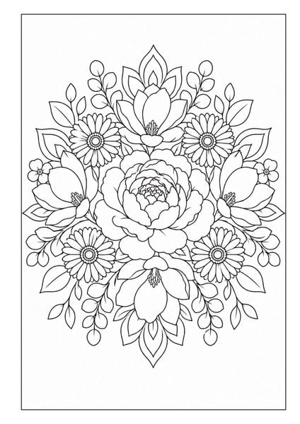 Produktbild: Mandala Blumen Malbuch f&uuml;r Erwachsene mit 100 floralen Ausmalmotiven