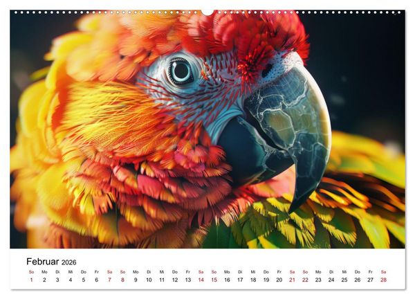 Produktbild: Papageien - Farbenfrohe Paradiesv&ouml;gel (hochwertiger Premium Wandkalender 2026 DIN A2 quer), Kunstdruck in Hochglanz