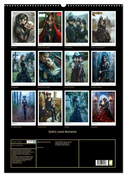 Produktbild: Gothic coole Momente (Wandkalender 2026 DIN A2 hoch), CALVENDO Monatskalender
