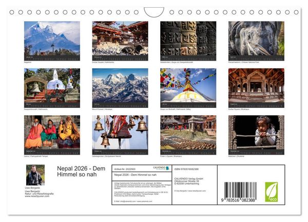 Produktbild: Nepal 2026 - Dem Himmel so nah (Wandkalender 2026 DIN A4 quer), CALVENDO Monatskalender