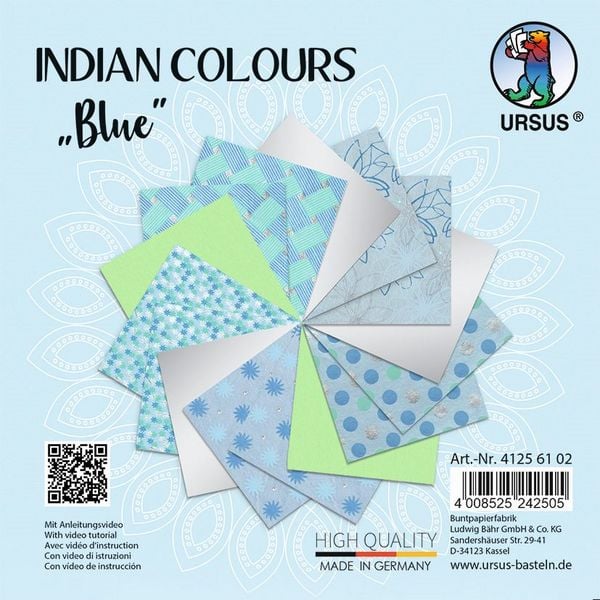 Produktbild: URSUS Spezialpapiere Indian Colours, blue, 13,7 x 13,7 cm, 10 Blatt