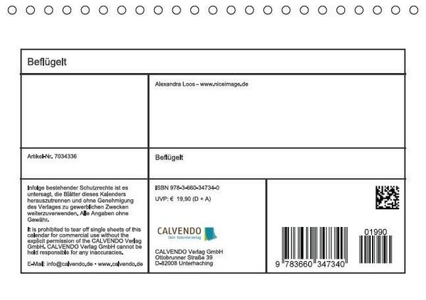 Produktbild: Befl&uuml;gelt (Tischkalender immerw&auml;hrend DIN A5 quer)