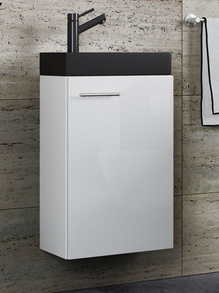 Produktbild: 2-tlg Waschtisch Slito Toilette schmal Schwarz