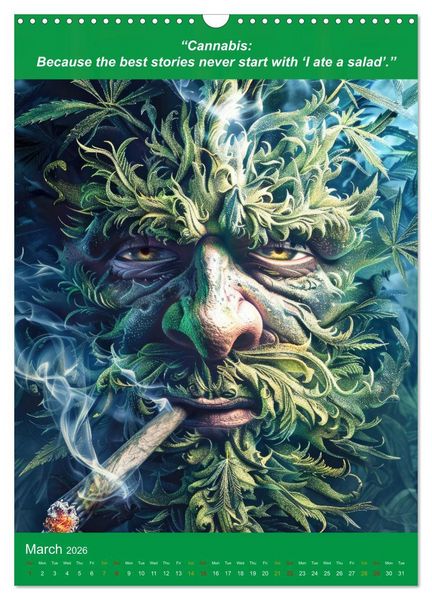 Produktbild: The funniest cannabis pictures and slogans (Wall Calendar 2026 DIN A3 portrait), CALVENDO 12 Month Wall Calendar