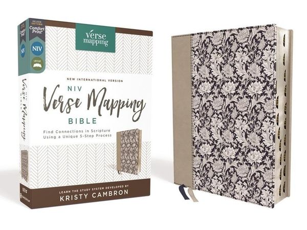 Produktbild: Niv, Verse Mapping Bible, Leathersoft, Navy Floral, Thumb Indexed, Comfort Print